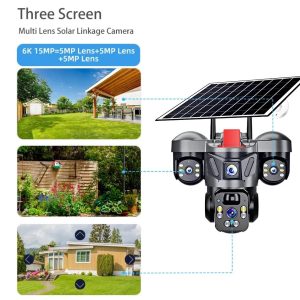 triple lens camera 4g solar security ptz camera