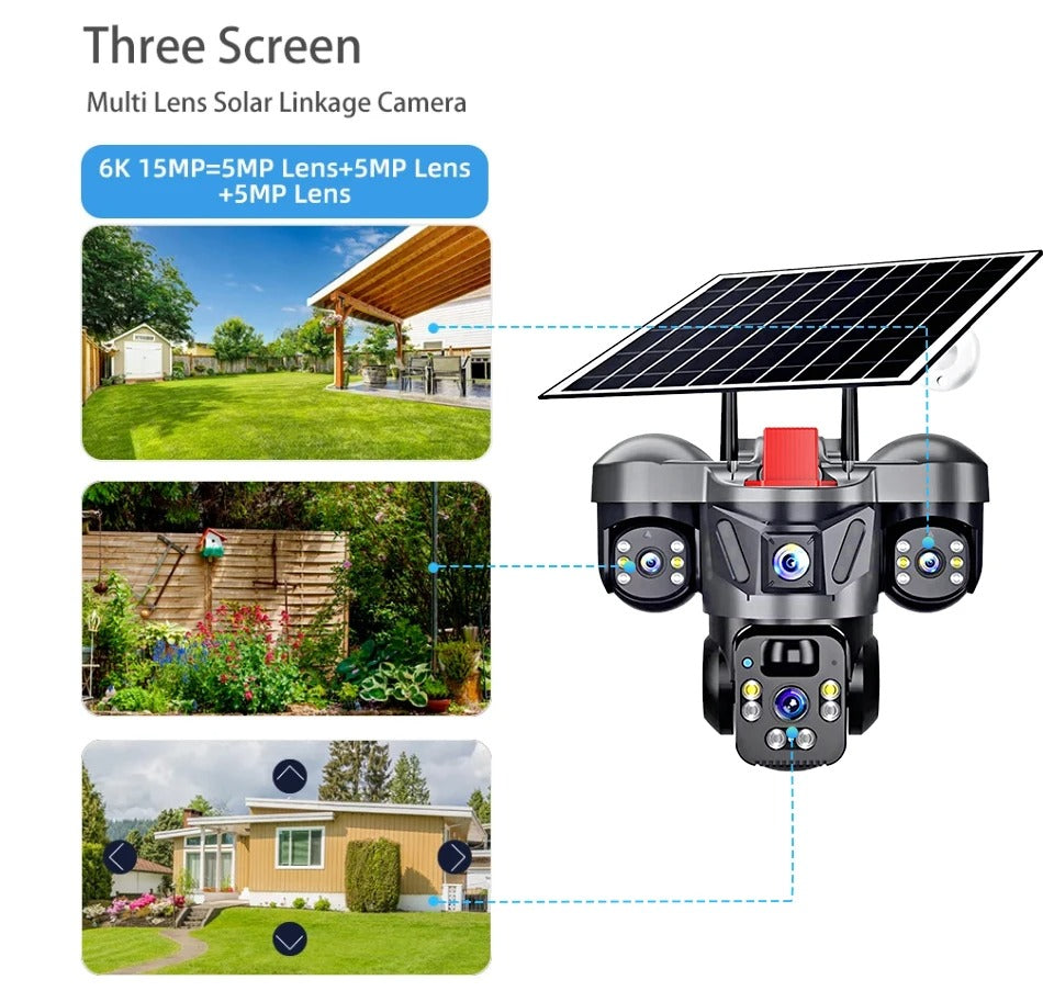 triple lens camera 4g solar security ptz camera triple lens camera 4g solar security ptz camera