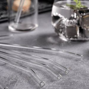 clear reusable glass straws (4 pcs)
