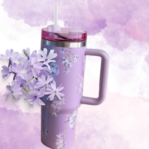 floral fun vacuum insulated tumbler with lid (1200ml)
