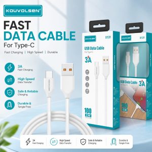 kouvolsen type c usb fast data cable 3a 100cm