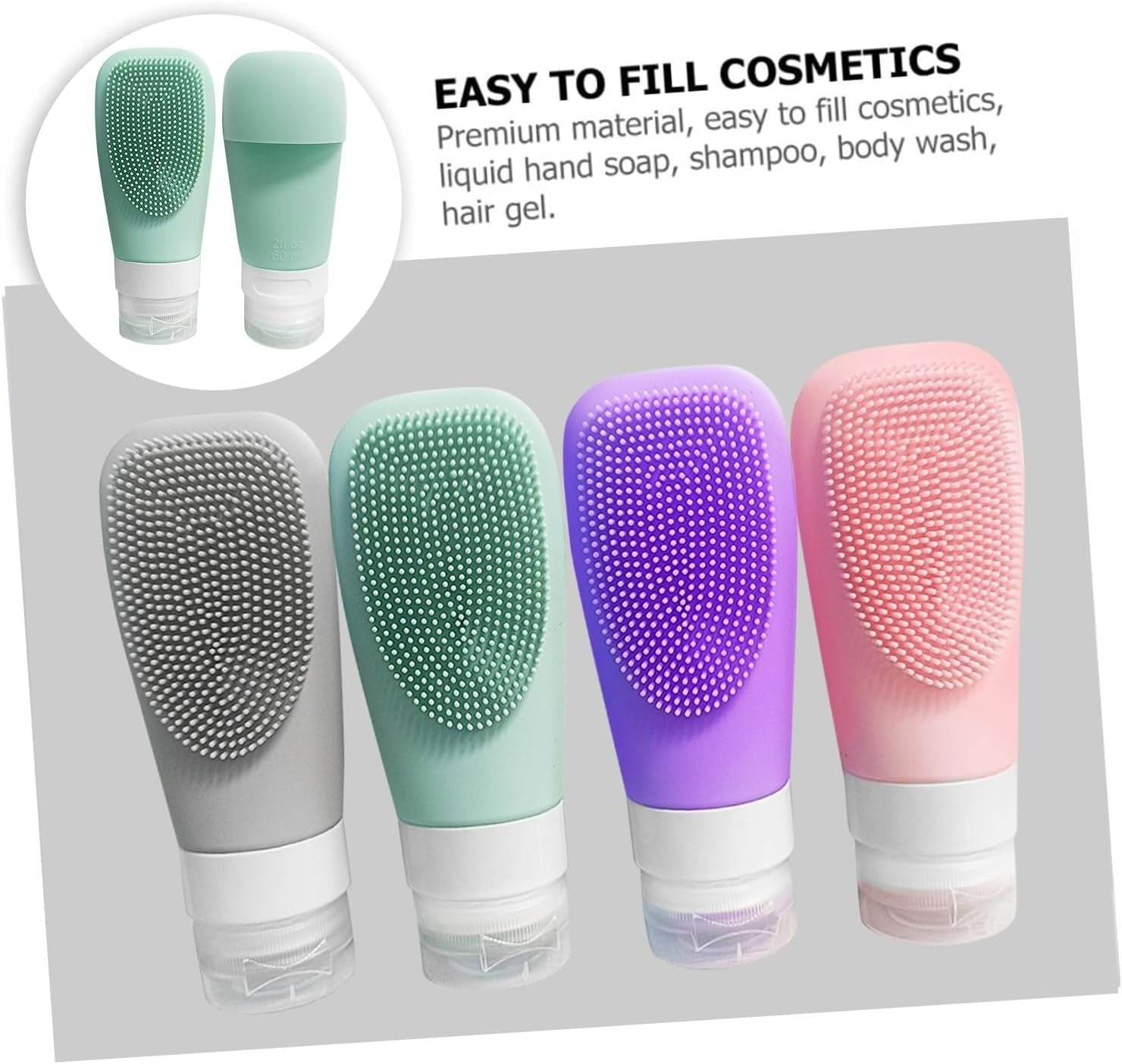 silicone shower gel scrubbing bottle set (90ml)(4 pcs) silicone shower gel scrubbing bottle set (90ml)(4 pcs)