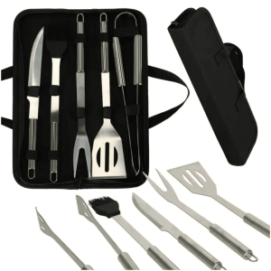 camping braai bbq tool set with case (6 pcs)