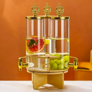 luxury rotating triple glass beverage dispenser (1.8l)(3 pcs)