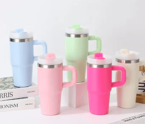mini stainless steel flask with handle and straw (600ml)