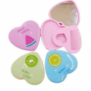 kids heart pocket mirror with comb (each)