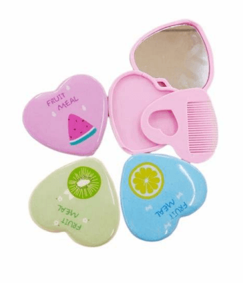 kids heart pocket mirror with comb (each) kids heart pocket mirror with comb (each)