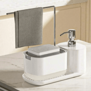 kitchen soap dispenser set with tray and sponge holder