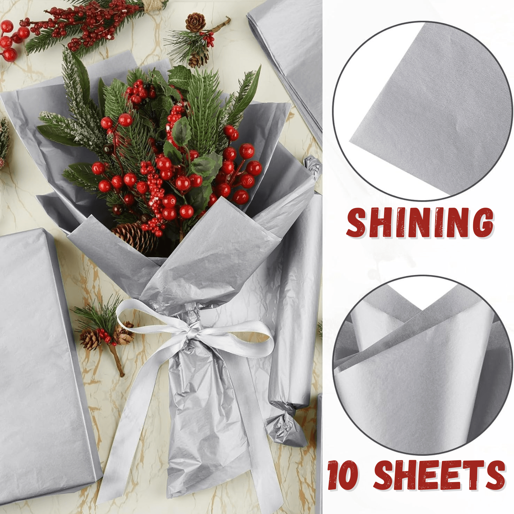ultra premium shimmer tissue wrap (silver)(10 pcs) ultra premium shimmer tissue wrap (silver)(10 pcs)