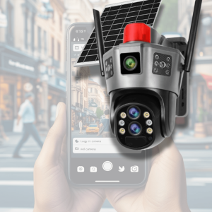 4g solar powered multi lens security camera