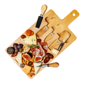 wooden trio cheese board set