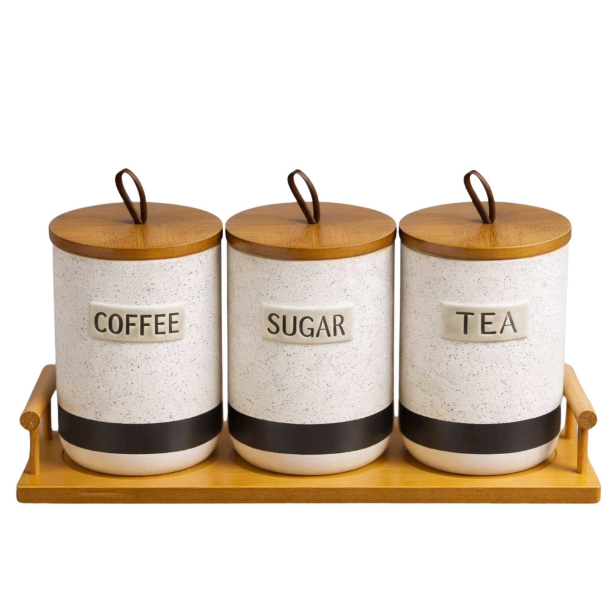 ceramic coffee tea and sugar holder set with bamboo tray ceramic coffee tea and sugar holder set with bamboo tray