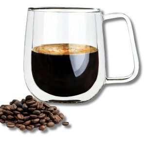 elegant clear double wall glass cup (450ml)(each)