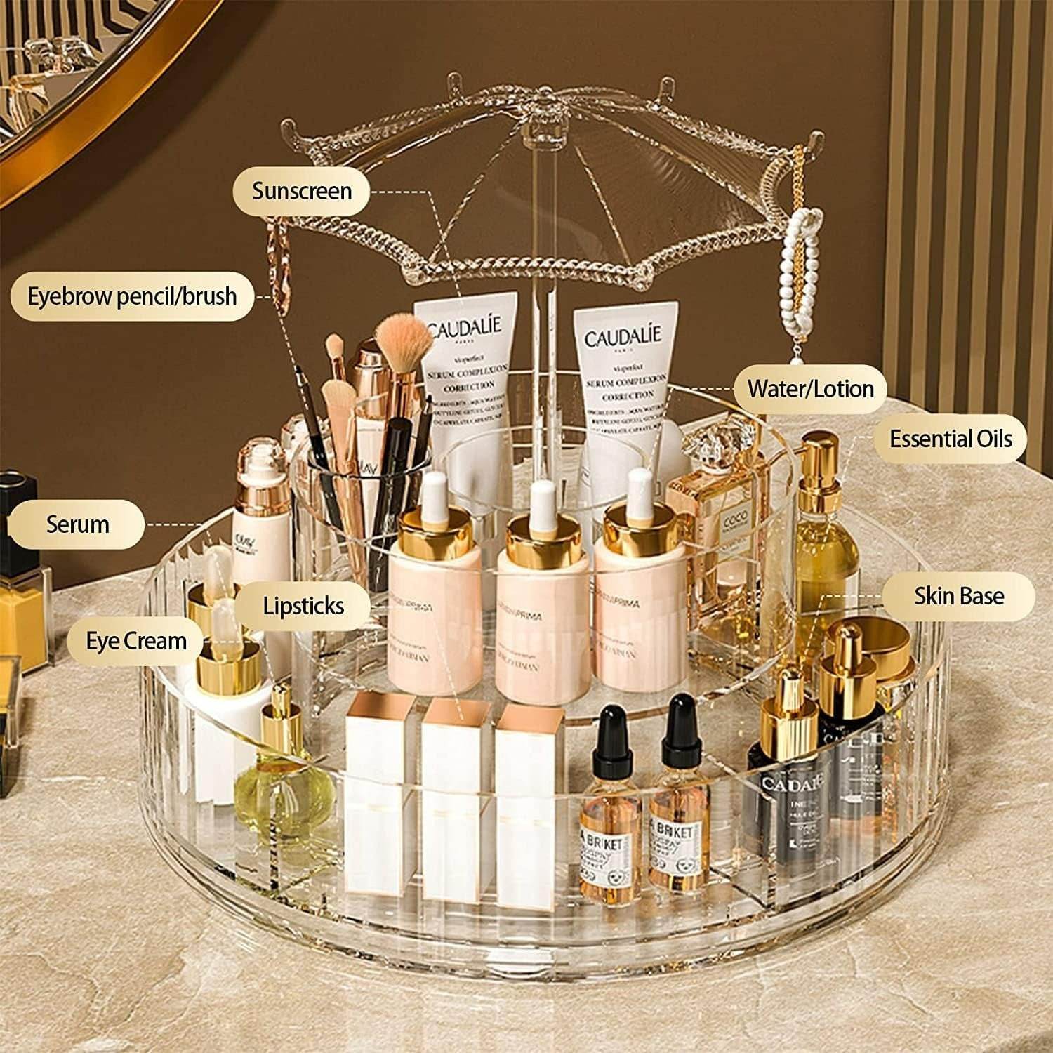 rotating make up organiser with umbrella hook rotating make up organiser with umbrella hook