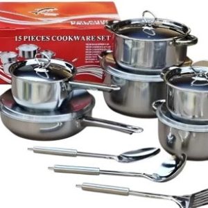 stainless steel cookware set (15pcs)