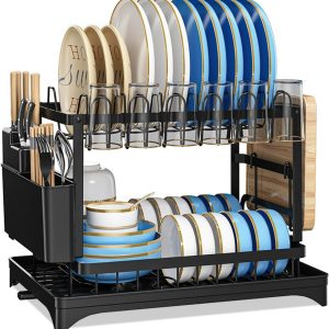 auto drain dish drying rack (2 tier)