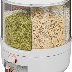 rotating grain container dispenser