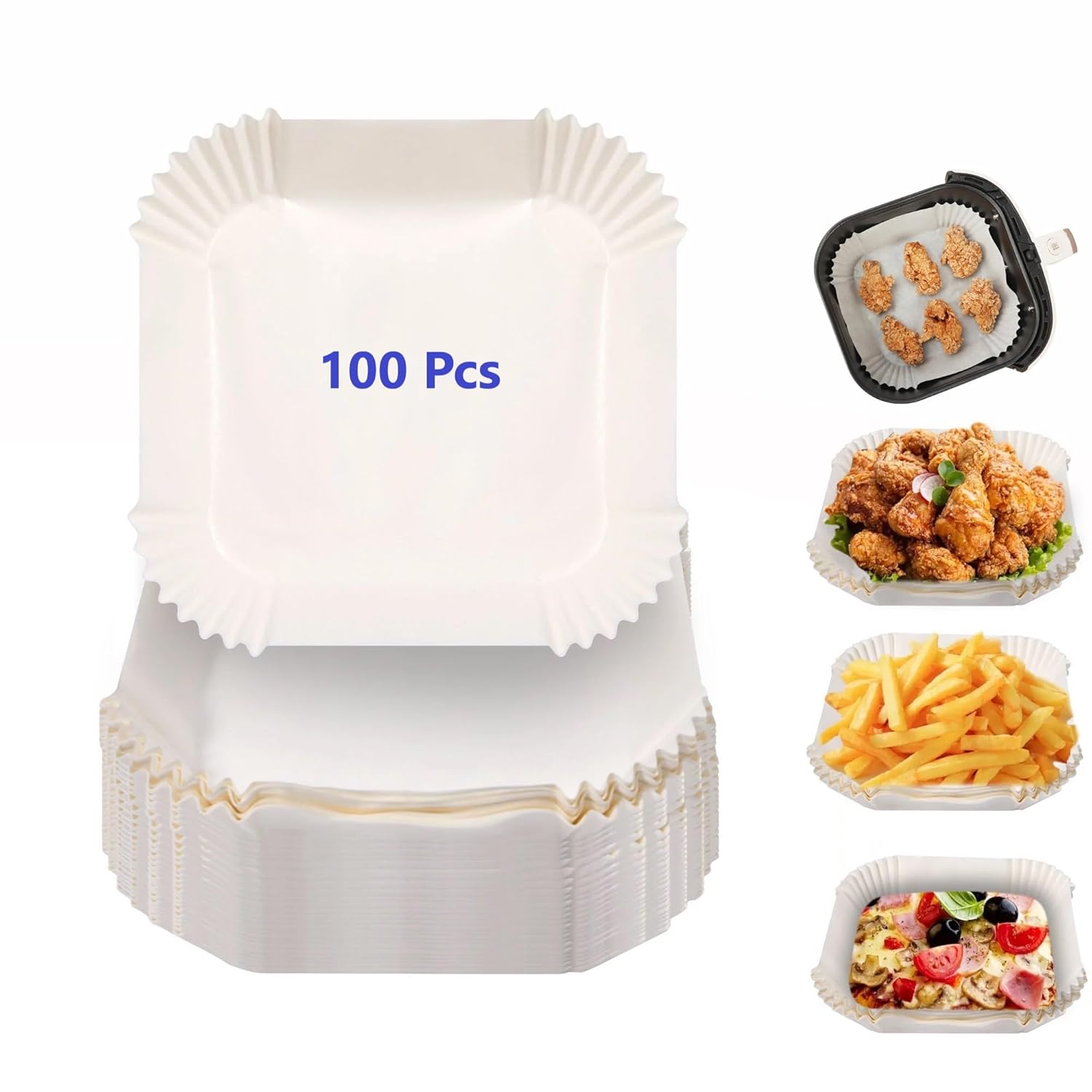 square disposable air fryer parchments (100 pcs)
