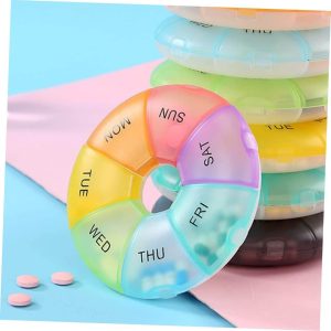 cute round 7 day week organiser pill holder