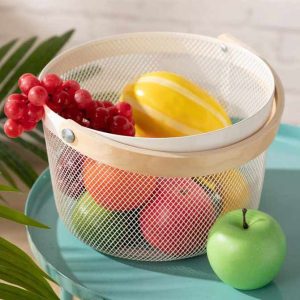 round mesh metal storage fruit basket