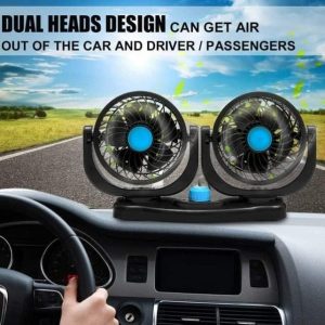 mini 12v double headed vehicle fan