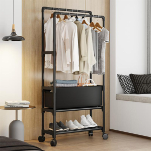 household coat rack on wheels (black)