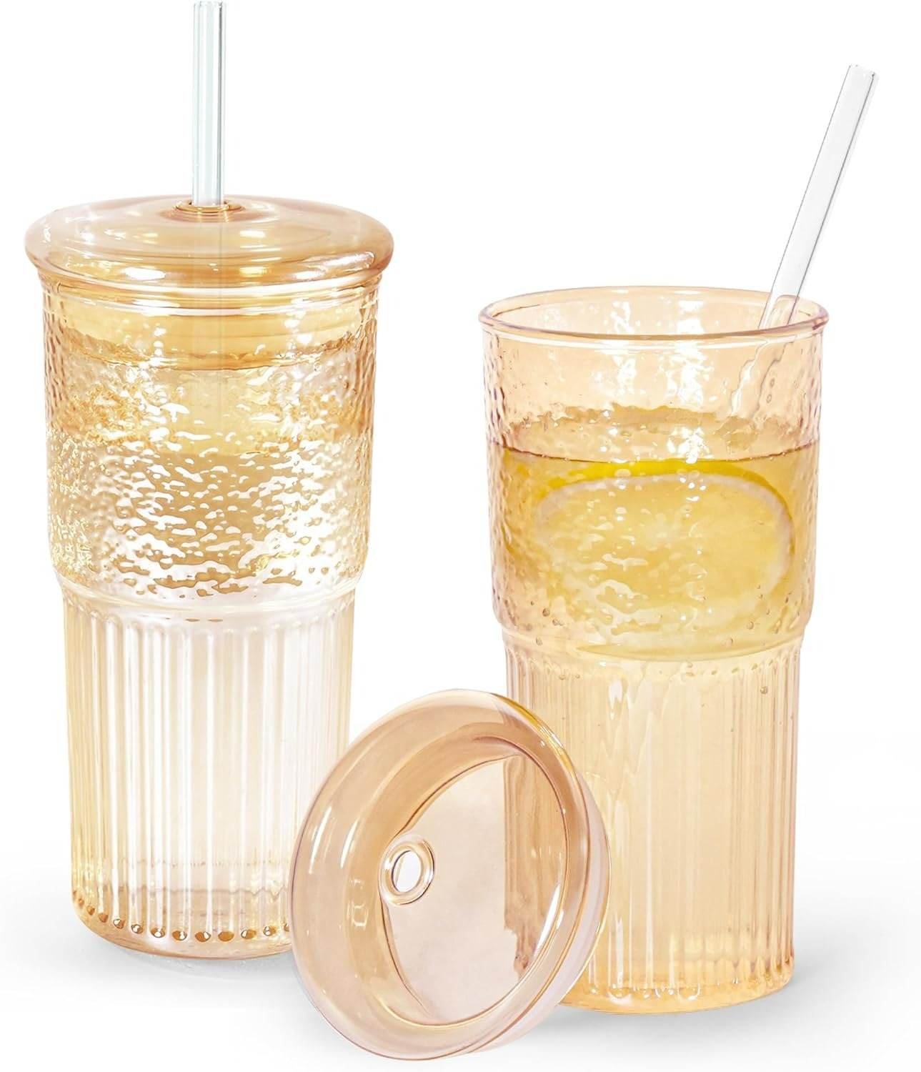 sculptural rippled glass tumbler(600ml)(each) sculptural rippled glass tumbler(600ml)(each)