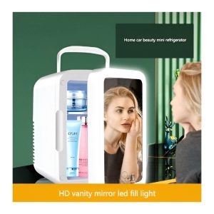 portable fridge with led mirror light (4l)