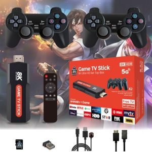 8k ultra hd tv stick game console + 2 x wireless controllers