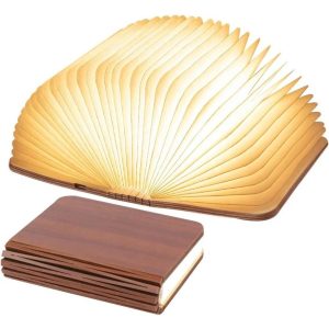 usb rechargeable 3d led creative wooden book night light