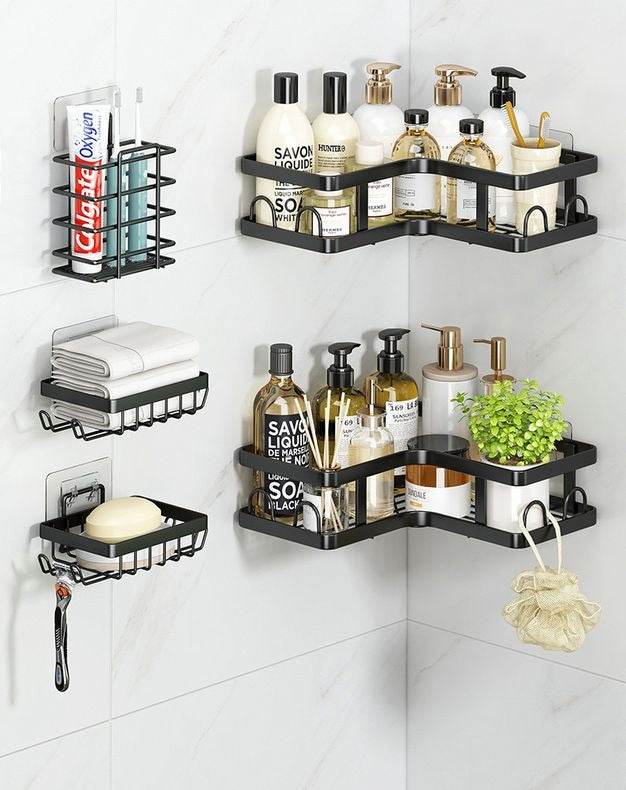 stainless steel partitioned shower rack (5 pcs)