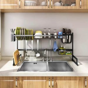 over sink dish drying rack kitchen organizer (2 tier)