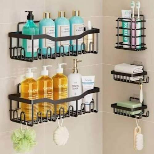 stainless steel partitioned shower rack (5 pcs)