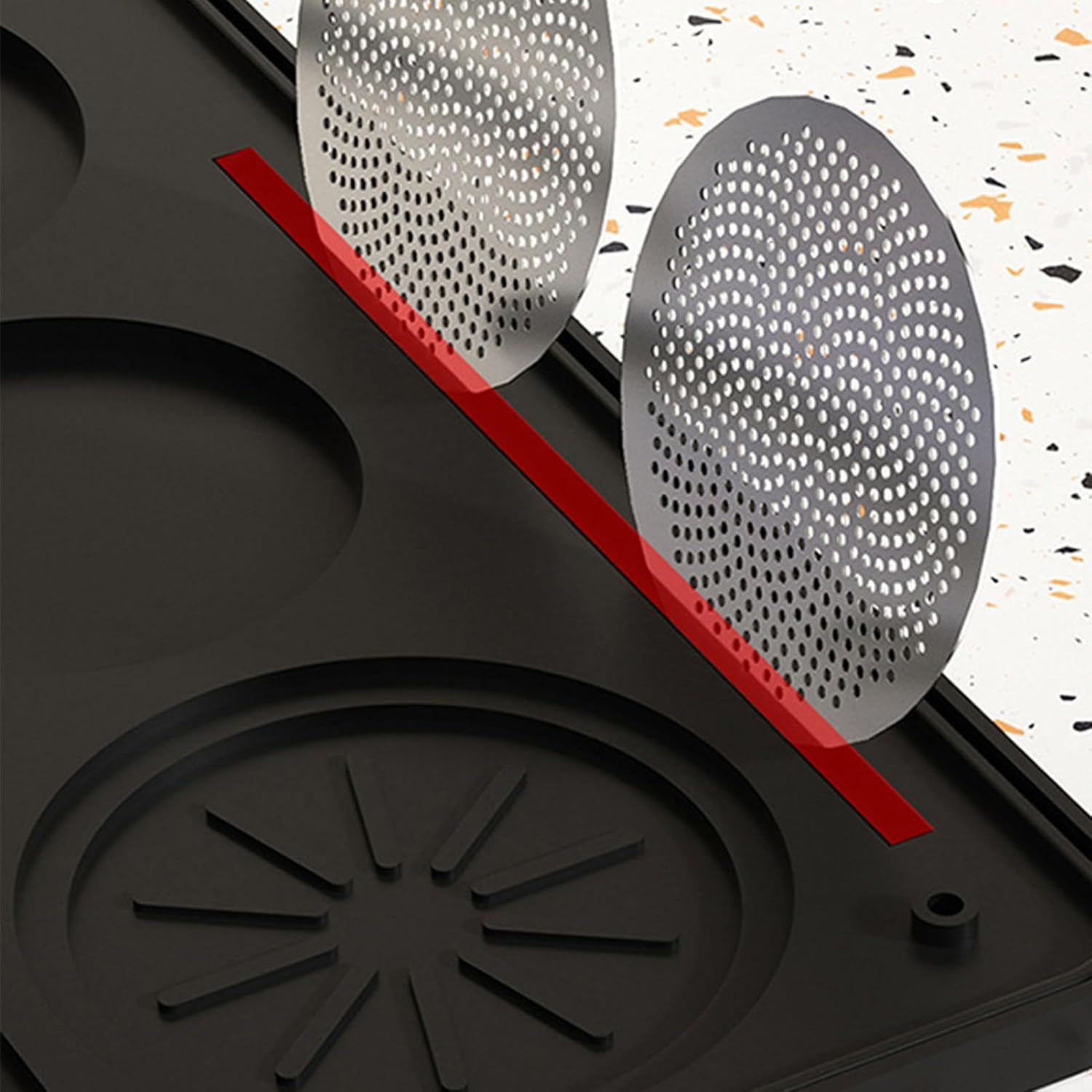 Silicone Coffee Machine Mat Set (2 pcs)(Black) - Image 5