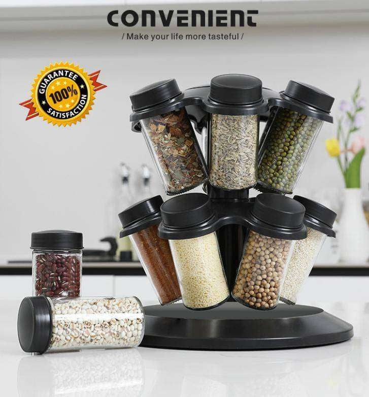 12-in-1 Rotating Spice Rack with 8 Containers - Image 2